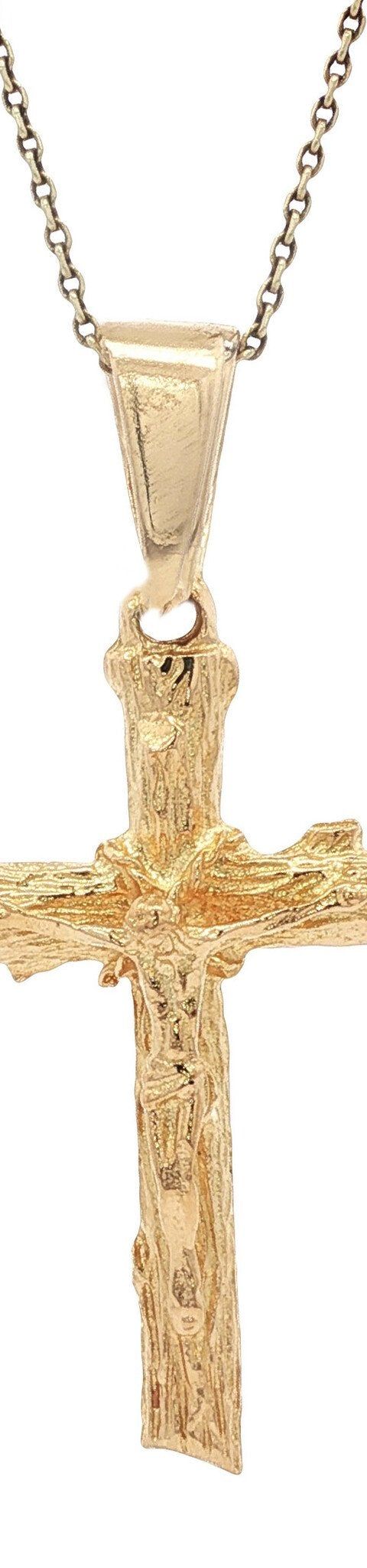 Vintage 18K Gold Cross Pendant with Jesus Christ